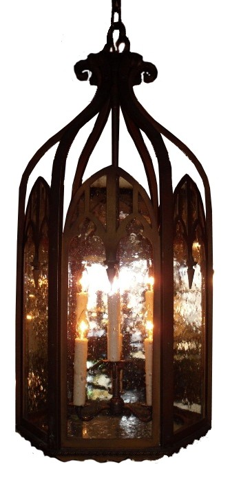 SOLD Large Antique Cast Iron Gothic Revival Six-Light Lantern, c. 1910-0