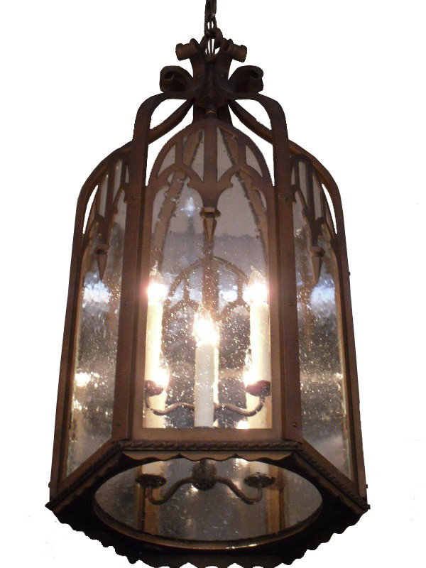 SOLD Large Antique Cast Iron Gothic Revival Six-Light Lantern, c. 1910-16600