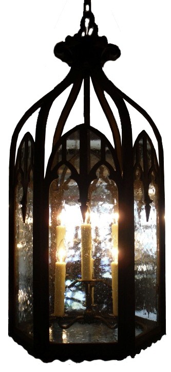 SOLD Large Antique Cast Iron Gothic Revival Six-Light Lantern, c. 1910-16604