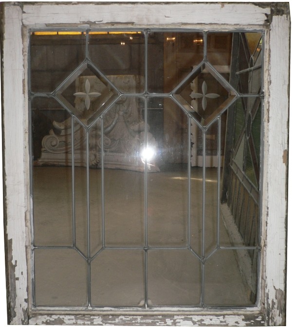 SOLD Gorgeous Antique American Leaded Glass Window, Hand-Cut Glass-16608