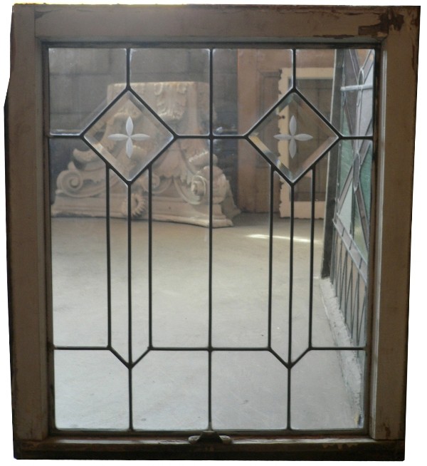 SOLD Gorgeous Antique American Leaded Glass Window, Hand-Cut Glass-16609