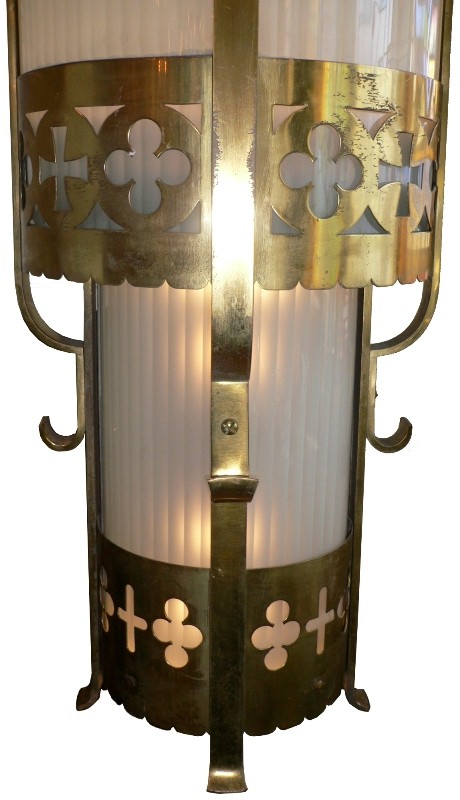 SOLD Massive Antique Art Deco Six-Light Brass Chandelier-16613