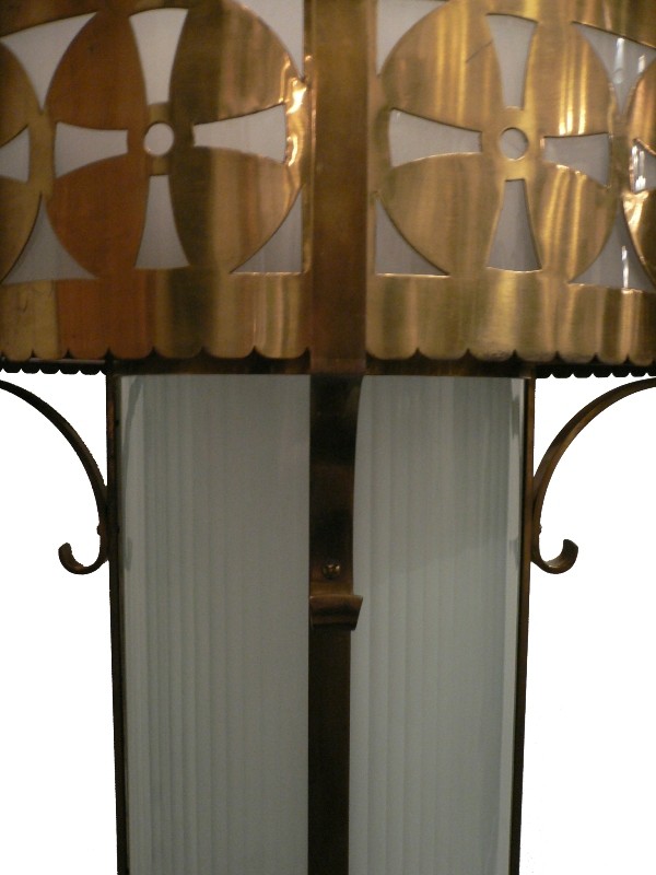 SOLD Massive Antique Art Deco Six-Light Brass Chandelier-16614