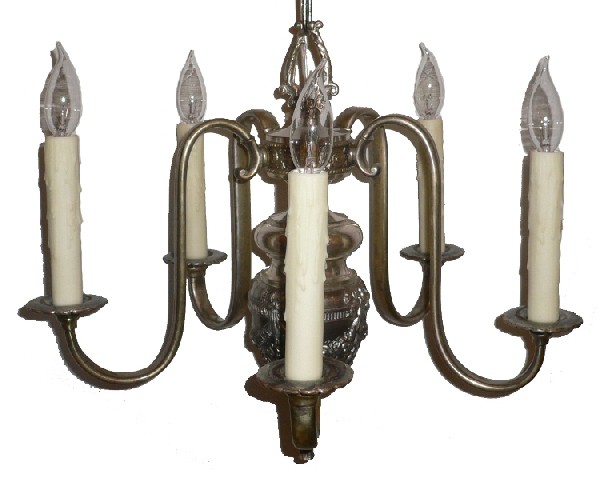 SOLD Beautiful Antique Georgian Five-Light Silver Plated Chandelier-16641