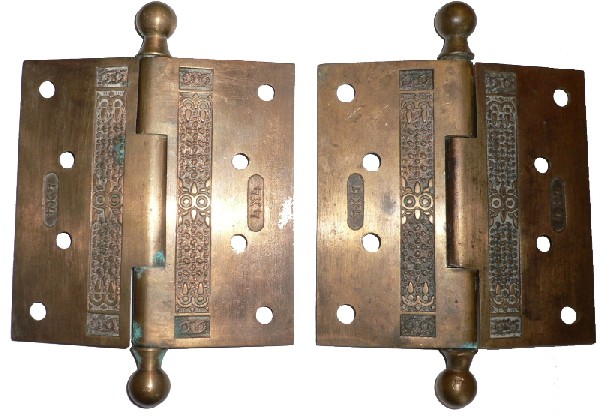 SOLD Splendid Pair of Antique Bronze Eastlake Hinges, c. 1880’s-16651