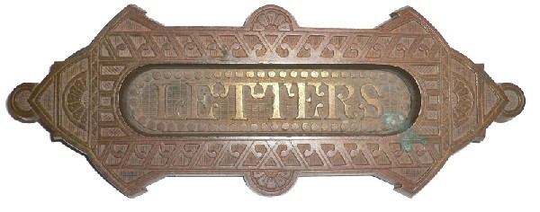 SOLD Wonderful Antique Cast Bronze Mail Slot, Aesthetic Movement, c. 1880’s-0