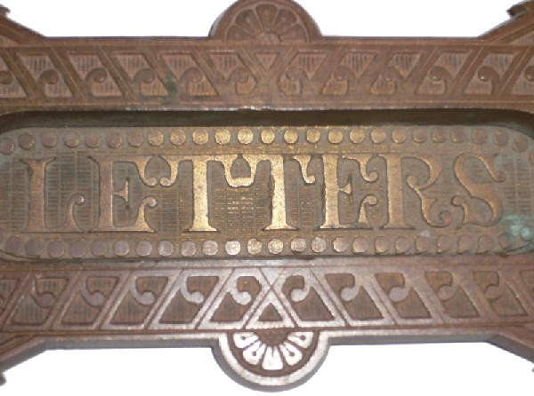 SOLD Wonderful Antique Cast Bronze Mail Slot, Aesthetic Movement, c. 1880’s-16664