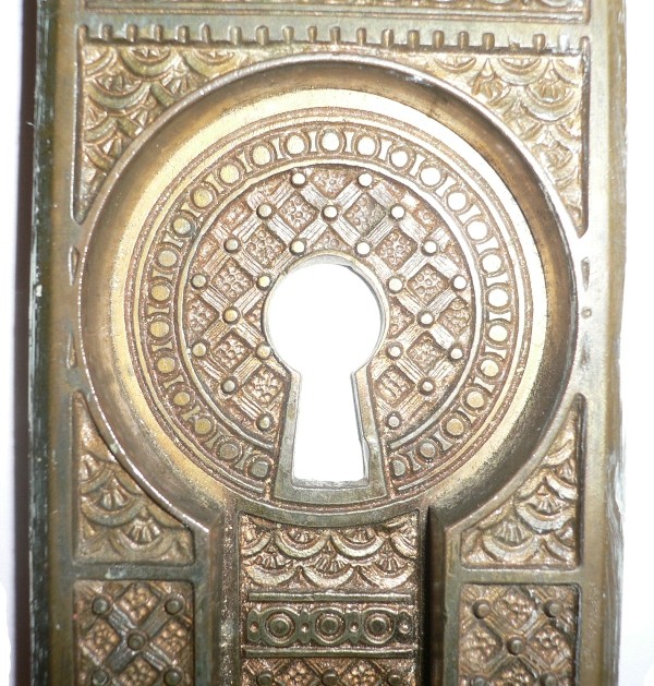 SOLD Set of Eight Matching Antique Cast Bronze Pocket Door Plates, Aesthetic Movement, 1880’s-16669
