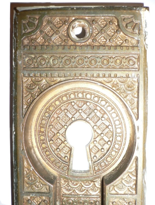 SOLD Set of Eight Matching Antique Cast Bronze Pocket Door Plates, Aesthetic Movement, 1880’s-16670