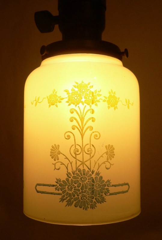 SOLD Charming Antique Pendant Light with Floral Shade-16707