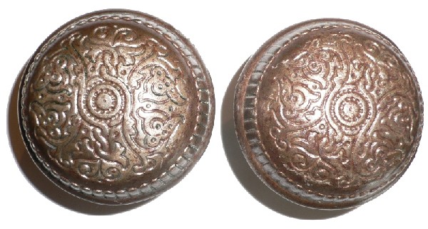 SOLD Antique Cast Iron Door Knob Set with Plates & Mortise Lock, Aesthetic Movement-16731