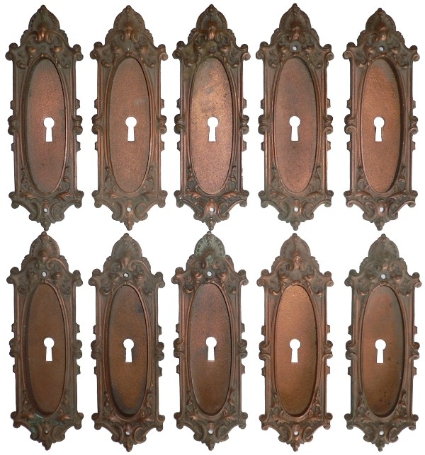 SOLD Antique Georgian Cast Bronze Pocket Door Plates, "Largo" by Yale & Towne -0