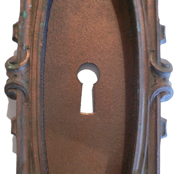 SOLD Antique Georgian Cast Bronze Pocket Door Plates, "Largo" by Yale & Towne -16741
