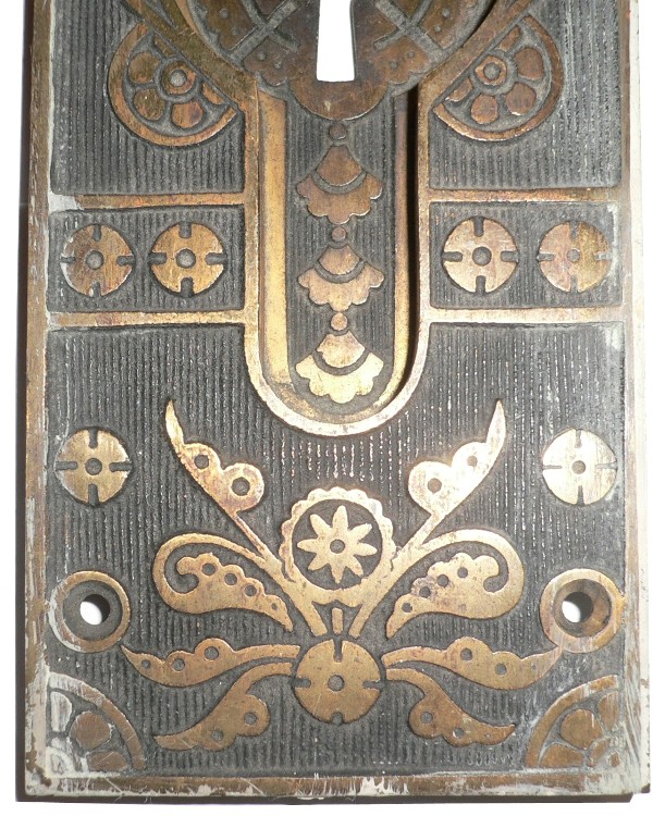 SOLD Set of Four Matching Antique Cast Bronze Pocket Door Plates, Aesthetic Movement-16764