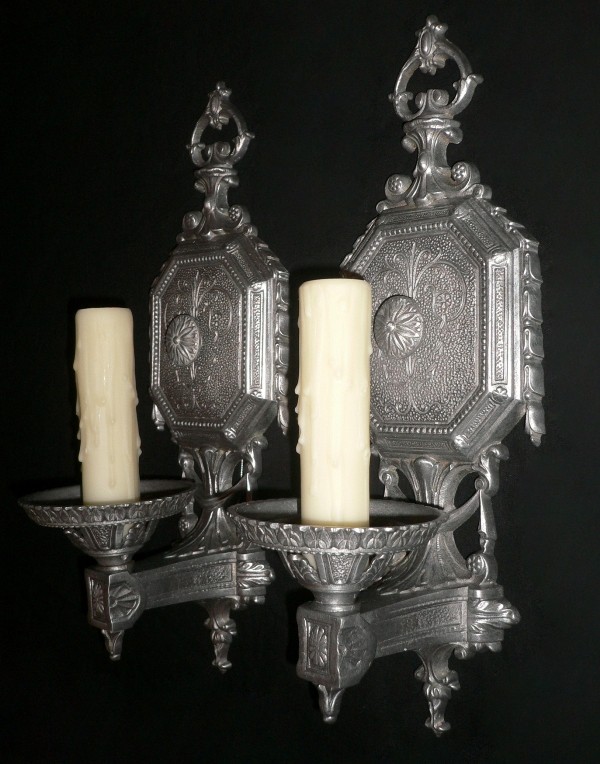 SOLD Beautiful Pair of Antique Neoclassical Single-Arm Sconces-0