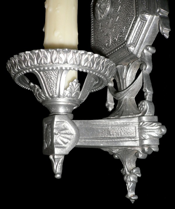 SOLD Beautiful Pair of Antique Neoclassical Single-Arm Sconces-16776