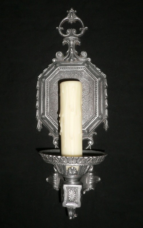 SOLD Beautiful Pair of Antique Neoclassical Single-Arm Sconces-16780