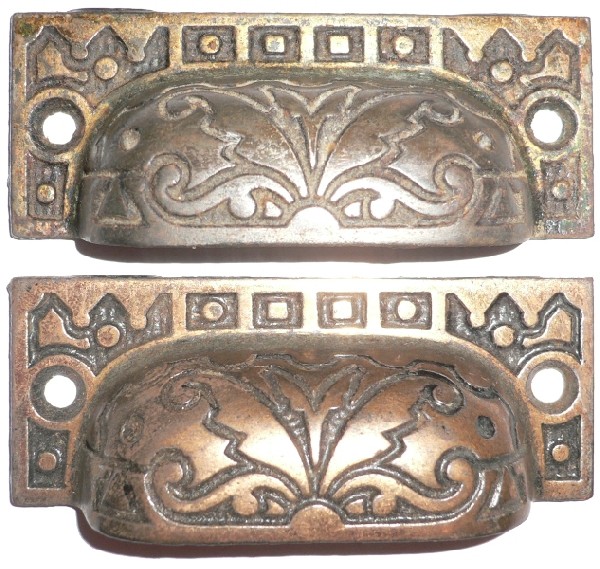 SOLD Set of Six Matching Antique Cast Iron Bin Pulls, Aesthetic Movement, 1880’s-16816