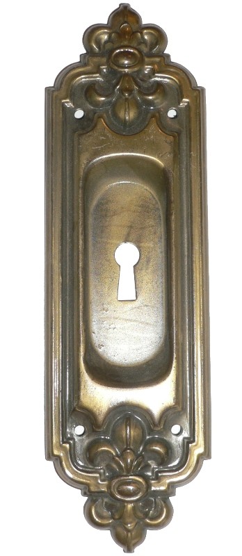 SOLD Four Matching Antique Pocket Door Plates, Fleur de Lis, "LeRoy" by Russell & Erwin, c. 1910-16820
