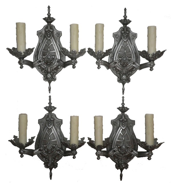SOLD Striking Antique Spanish Revival Double-Arm Sconces- ONE PAIR AVAILABLE -0