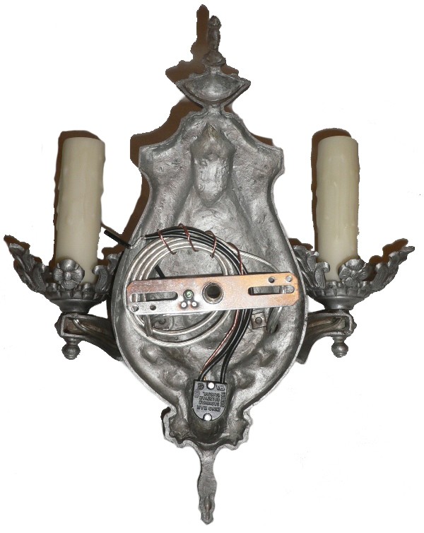 SOLD Striking Antique Spanish Revival Double-Arm Sconces- ONE PAIR AVAILABLE -16828