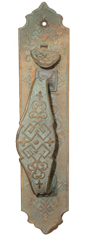 SOLD Fabulous Antique Cast Bronze Door Pull Set with Thumb Latch, Aesthetic Movement, 1880’s-16839