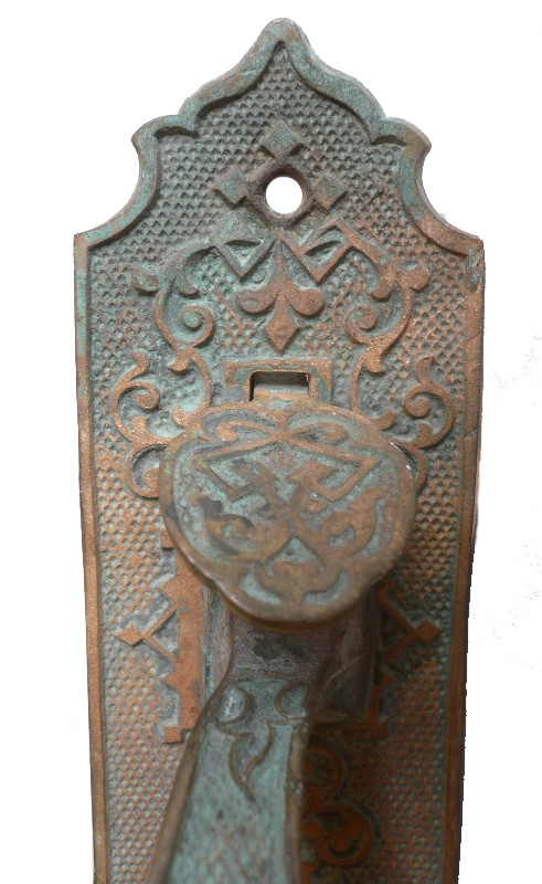 SOLD Fabulous Antique Cast Bronze Door Pull Set with Thumb Latch, Aesthetic Movement, 1880’s-16840