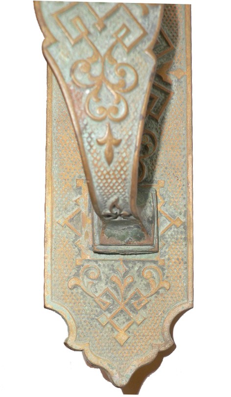 SOLD Fabulous Antique Cast Bronze Door Pull Set with Thumb Latch, Aesthetic Movement, 1880’s-16843