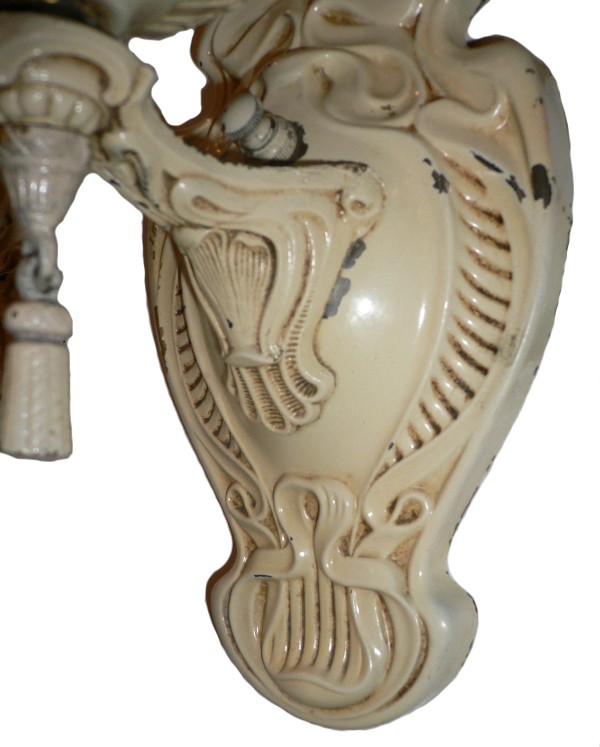 SOLD Charming Pair of Antique Neoclassical Single-Arm Sconces with Looped Ribbon Design-16871