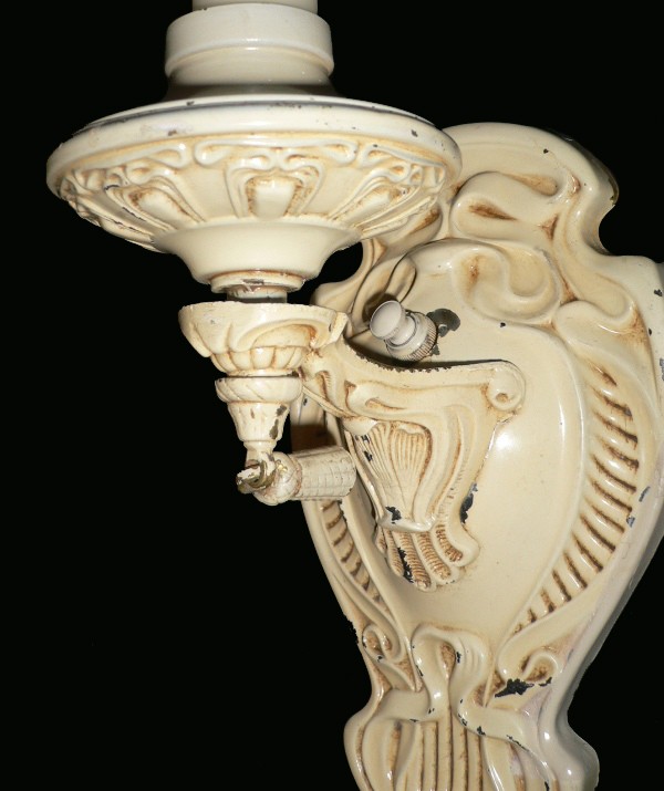 SOLD Charming Pair of Antique Neoclassical Single-Arm Sconces with Looped Ribbon Design-16873