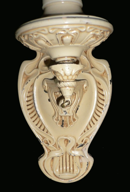 SOLD Charming Pair of Antique Neoclassical Single-Arm Sconces with Looped Ribbon Design-16874