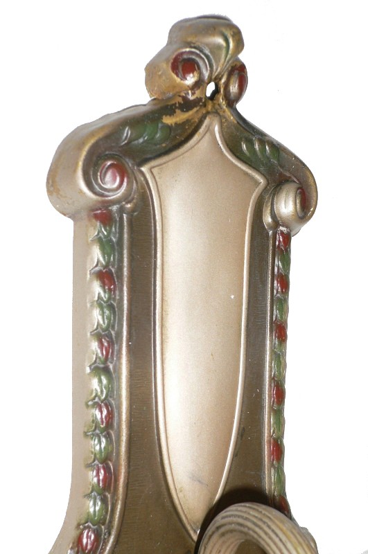 Four Matching Antique Brass Neoclassical Single-Arm Sconces, Original Polychrome Finish-16888