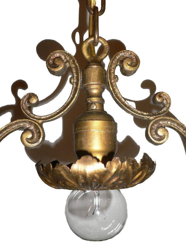 SOLD Remarkable Antique Brass Pendant Light, c. 1915-16930