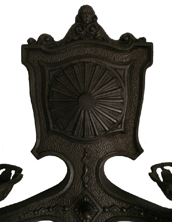 SOLD Wonderful Pair of Antique Cast Iron Double-Arm Sconces, Signed Markel Electric Products-16972