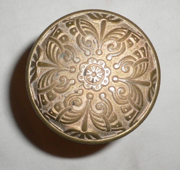 SOLD Amazing Antique Cast Bronze Door Knob Set with Stylized Butterfly Design-17009