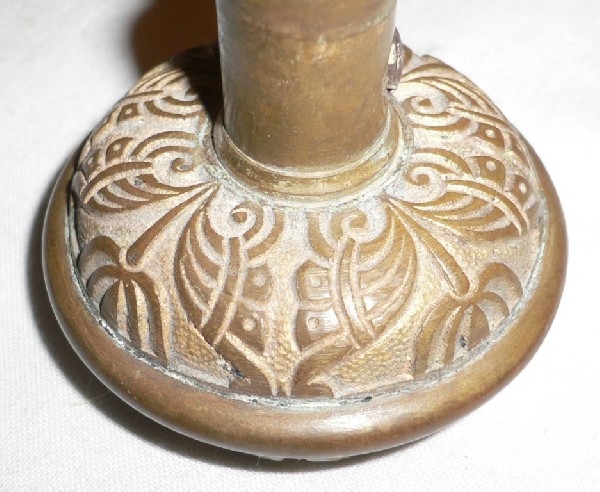 SOLD Amazing Antique Cast Bronze Door Knob Set with Stylized Butterfly Design-17010
