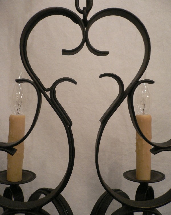 SOLD Delightful Vintage French Six-Light Iron Chandelier-17021