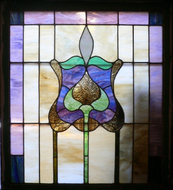 SOLD Gorgeous Antique American Stained Glass Window-0