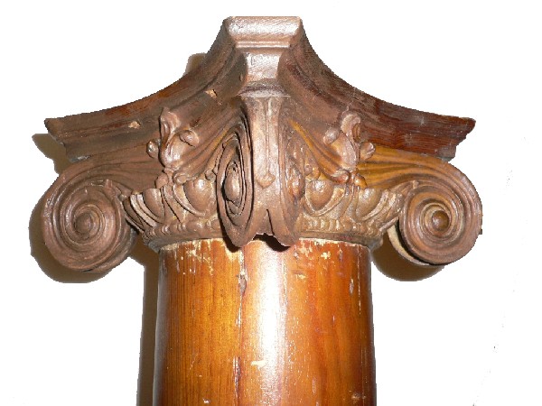 SOLD Beautiful Pair of Antique Ionic Columns with Fleur de Lis, Heart Pine, c. 1910-17059
