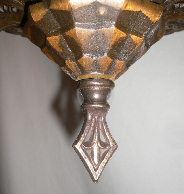 SOLD Fabulous Antique Art Deco Five-Light Bronze Chandelier-17076