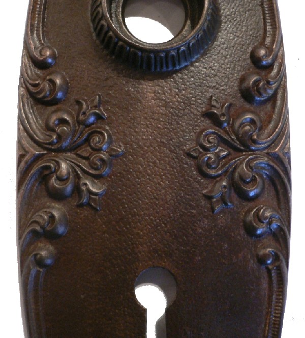 SOLD Eleven Antique "Cambridge" Door Knob Sets by Lockwood Mfg. Co., with Plates & Mortise Lock, Cast Iron, c. 1900-17113
