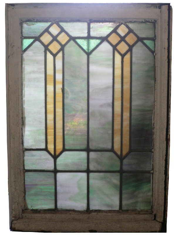 SOLD Wonderful Antique Arts & Crafts American Stained Glass Window-0