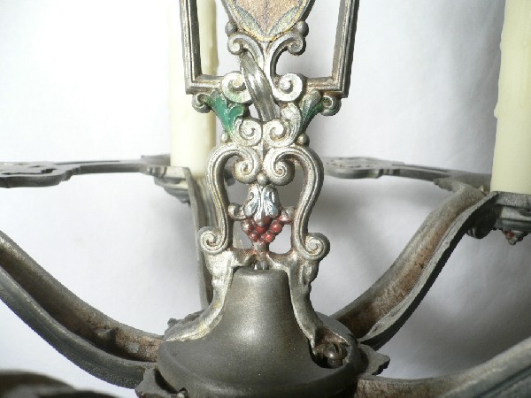 SOLD Amazing Antique Five-Light Chandelier, Original Polychrome Finish-17166