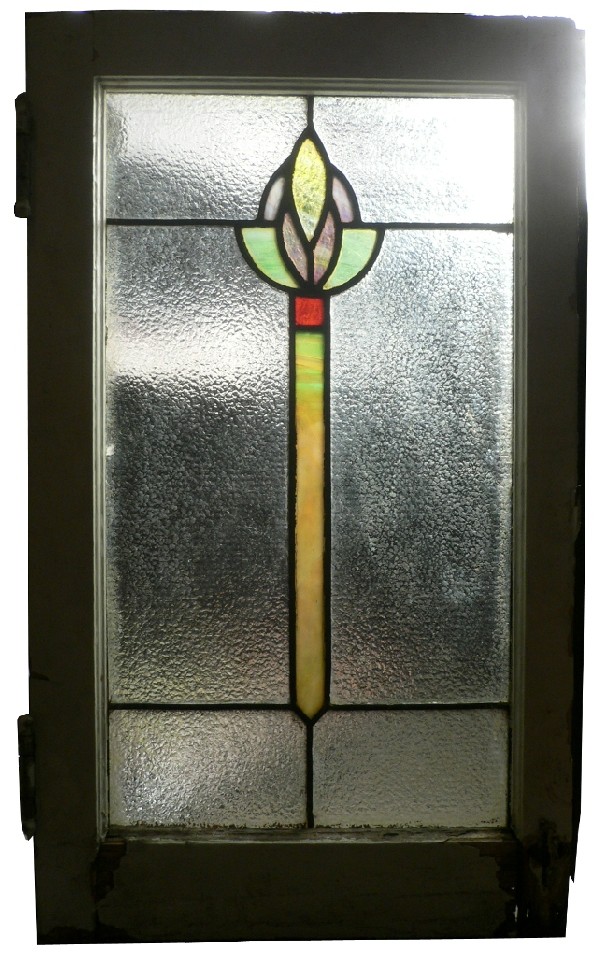 SOLD Delightful Antique American Arts & Crafts Stained Glass Window-0