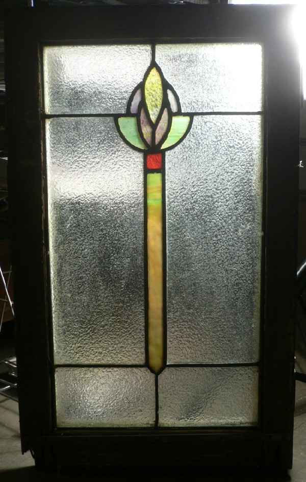 SOLD Delightful Antique American Arts & Crafts Stained Glass Window-17176