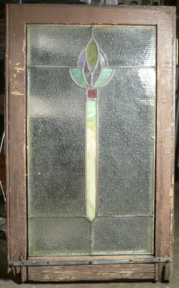 SOLD Delightful Antique American Arts & Crafts Stained Glass Window-17178