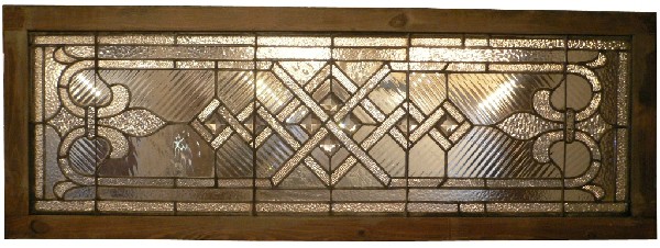 SOLD Exquisite Antique American Jeweled Leaded Glass Window, Fleur-de-Lis, Late 1800’s-17202