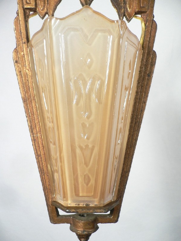 SOLD Marvelous Antique Art Deco Pendant Light with Original Slip Shade, c. 1925-17221