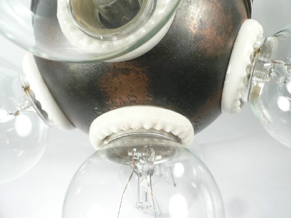 SOLD Unusual Antique Industrial Light Fixture with Original Milk Glass Shade, 1903-17229
