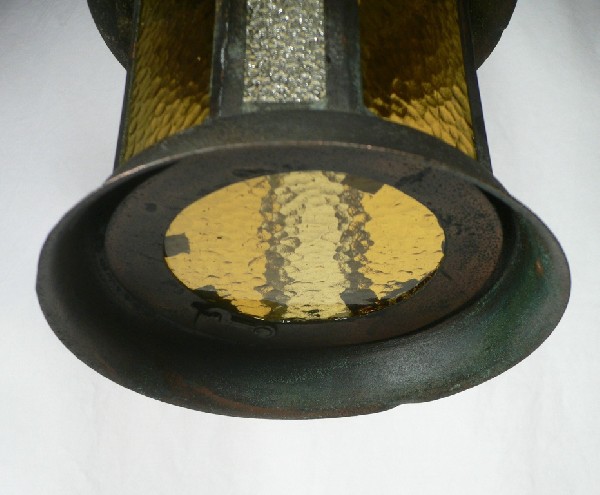 SOLD Fabulous Antique Arts & Crafts Flush-Mount Lantern with Original Glass-17243
